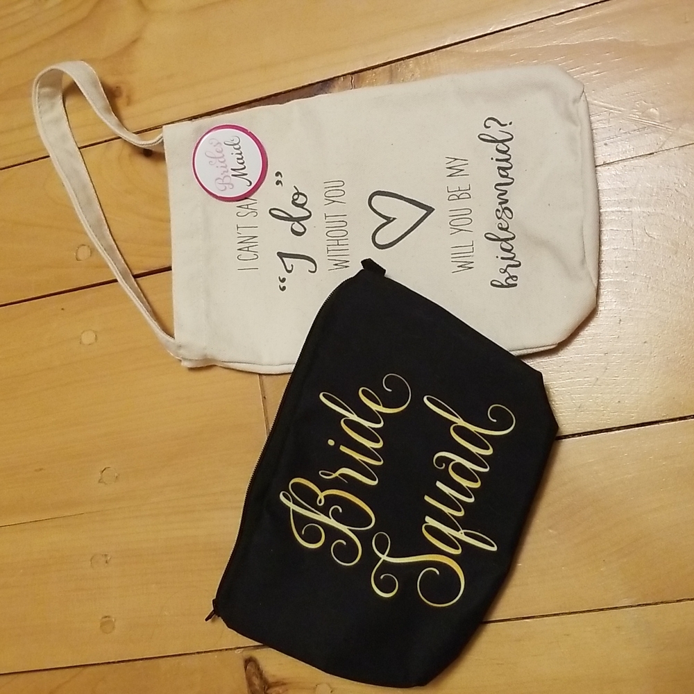 Bridesmaid cotton wine bag & makeup bag